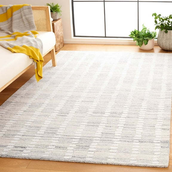 SAFAVIEH Abstract Madrid Striped Geometric Area Rug, Silver/Ivory, 3' x 5'