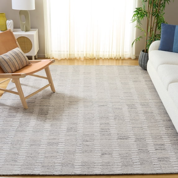 SAFAVIEH Abstract Madrid Striped Geometric Area Rug, Silver/Ivory, 8' x 10'