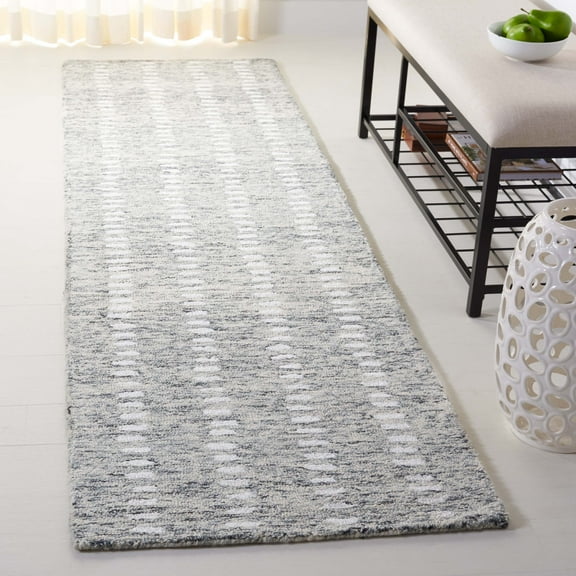 SAFAVIEH Abstract Madrid Striped Geometric Runner Rug, Gray/Ivory, 2'3" x 8'