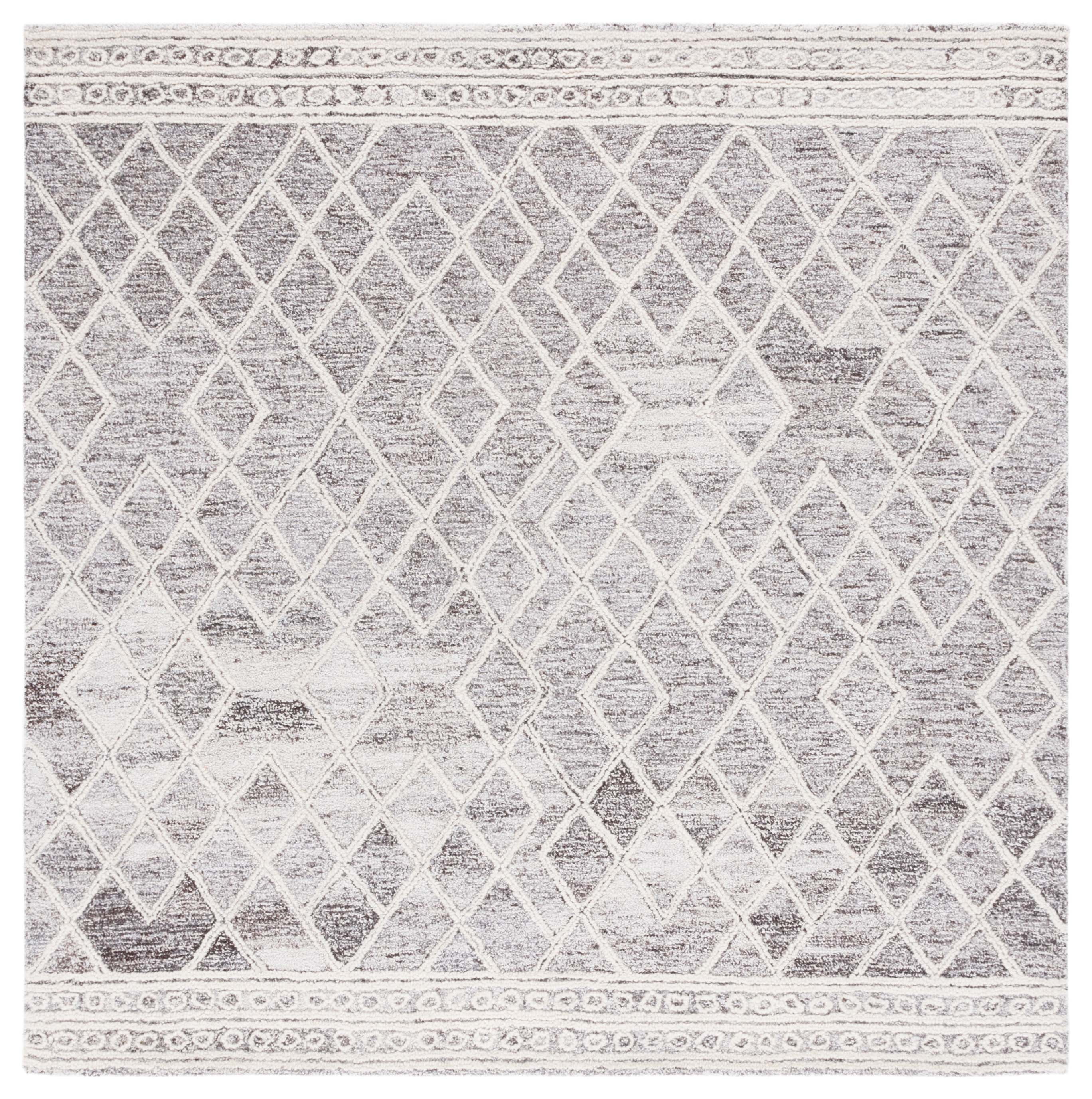 Hand-Tufted Off-White Wool 6' Square Area Rug