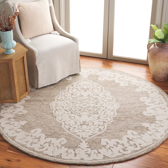 SAFAVIEH Abstract Maras Oriental Area Rug, Beige/Ivory, 6' x 6' Round