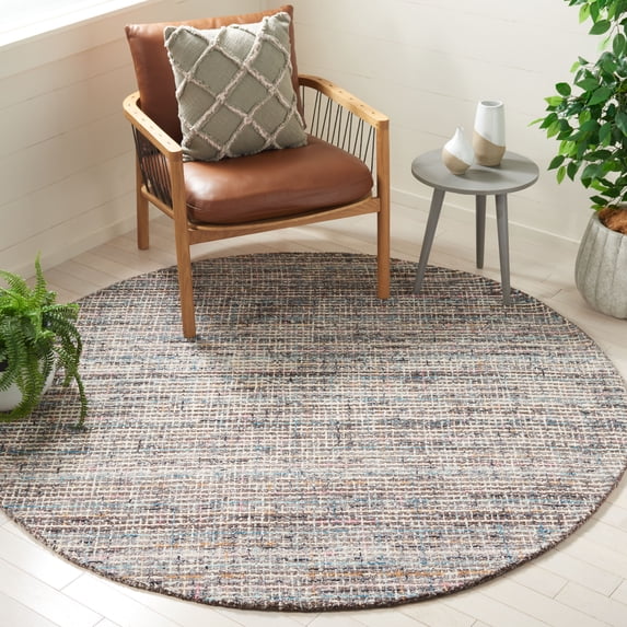 SAFAVIEH Abstract Marielle Striped Area Rug, Gray/Brown, 6' x 6' Round