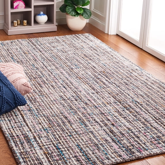 SAFAVIEH Abstract Marielle Striped Area Rug, Gray/Brown, 6' x 6' Square