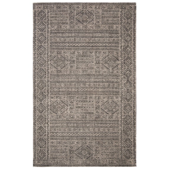 SAFAVIEH Abstract Massimiliano Southwestern Wool Area Rug, Grey/Black, 9' x 12'