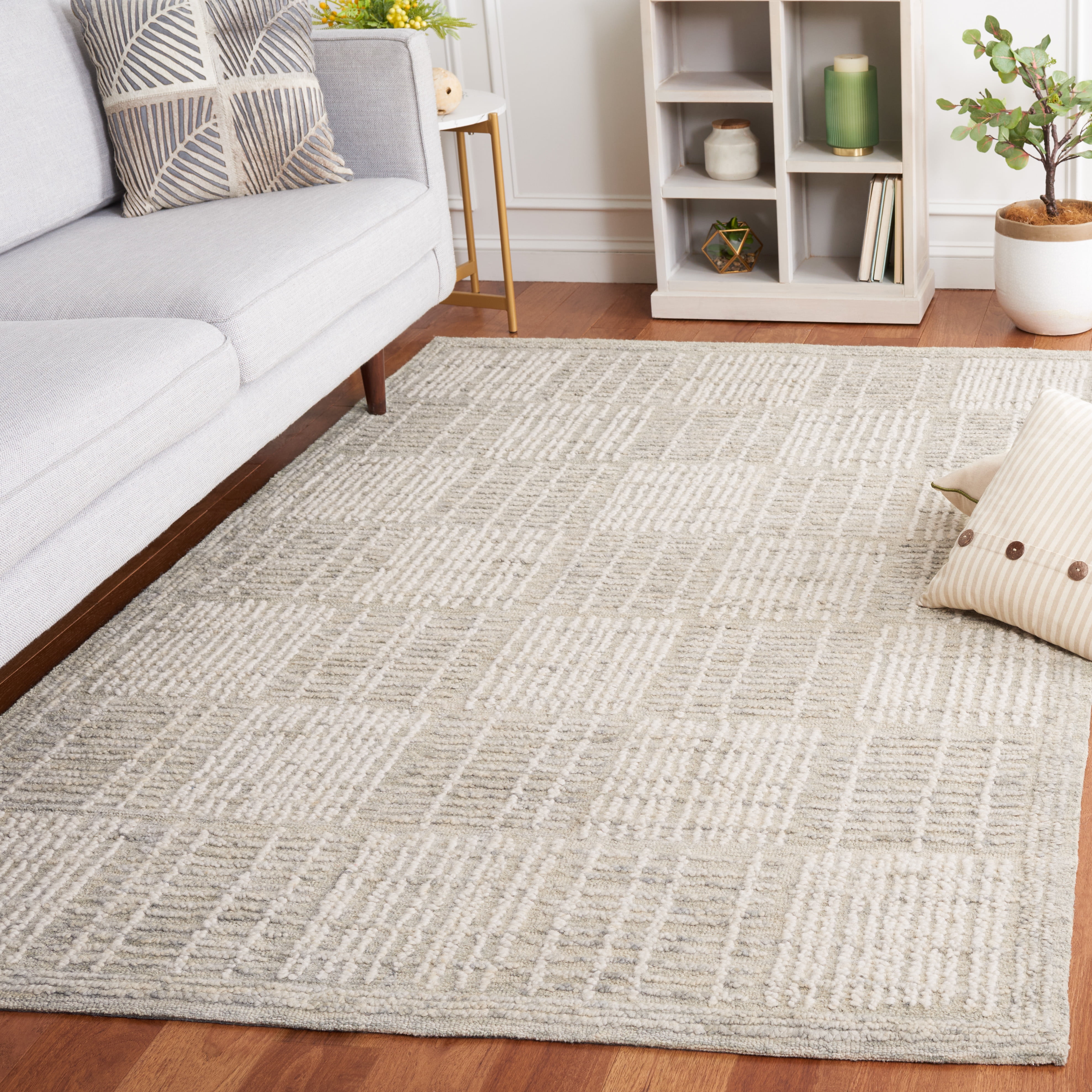 SAFAVIEH Abstract Milan Striped Area Rug, Gray/Ivory, 3' x 5'
