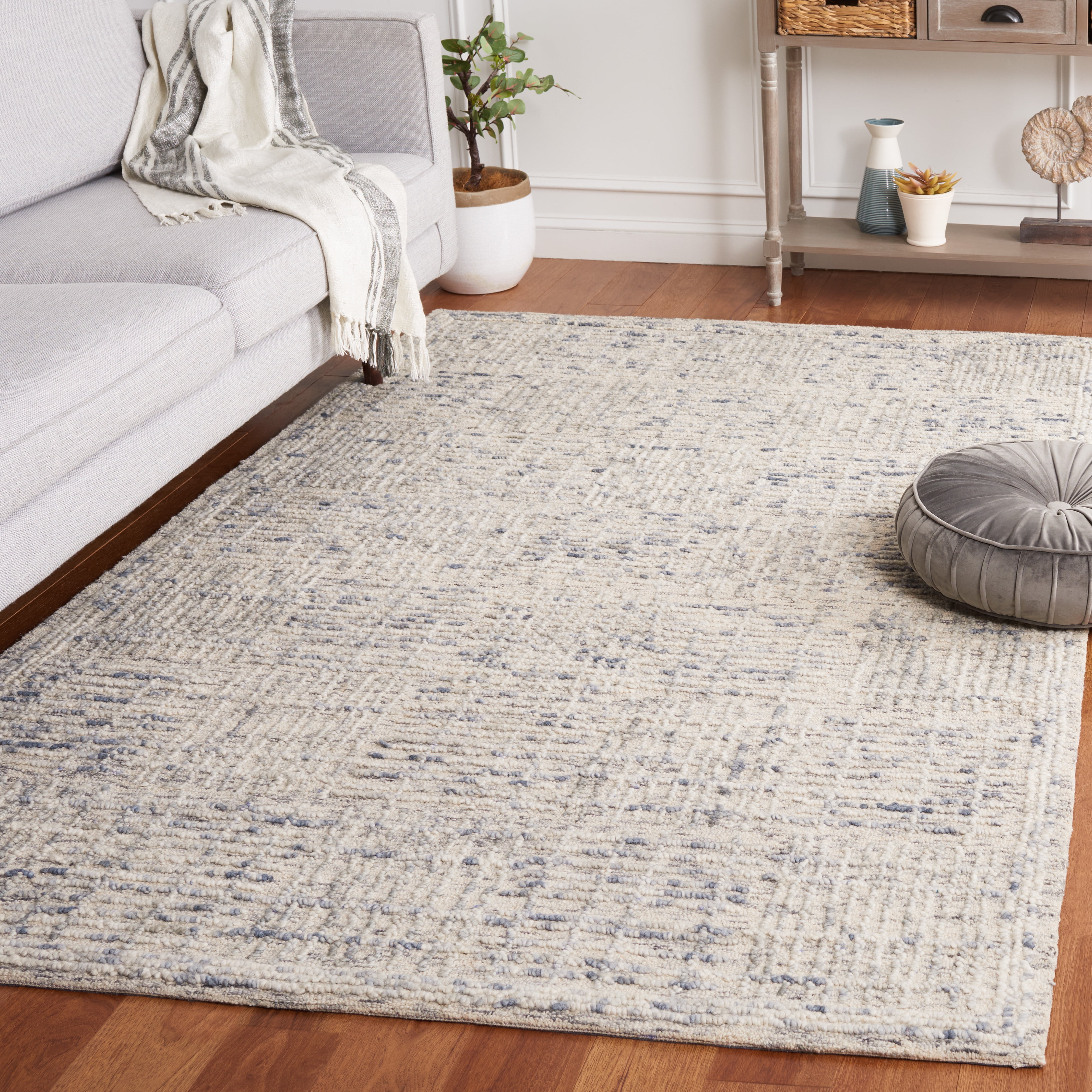 SAFAVIEH Abstract Milan Striped Area Rug, Light Blue/Ivory, 3' x 5'