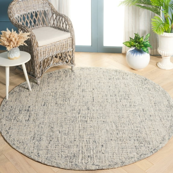 SAFAVIEH Abstract Milan Striped Area Rug, Light Blue/Ivory, 6' x 6' Round