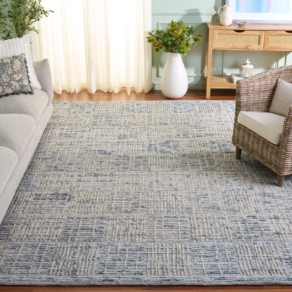 SAFAVIEH Abstract Milan Striped Area Rug, Light Blue/Ivory, 9' x 12'
