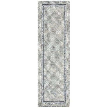 SAFAVIEH Abstract Millicent Geometric Wool Runner Rug, Ivory/Navy, 2'3" x 12'
