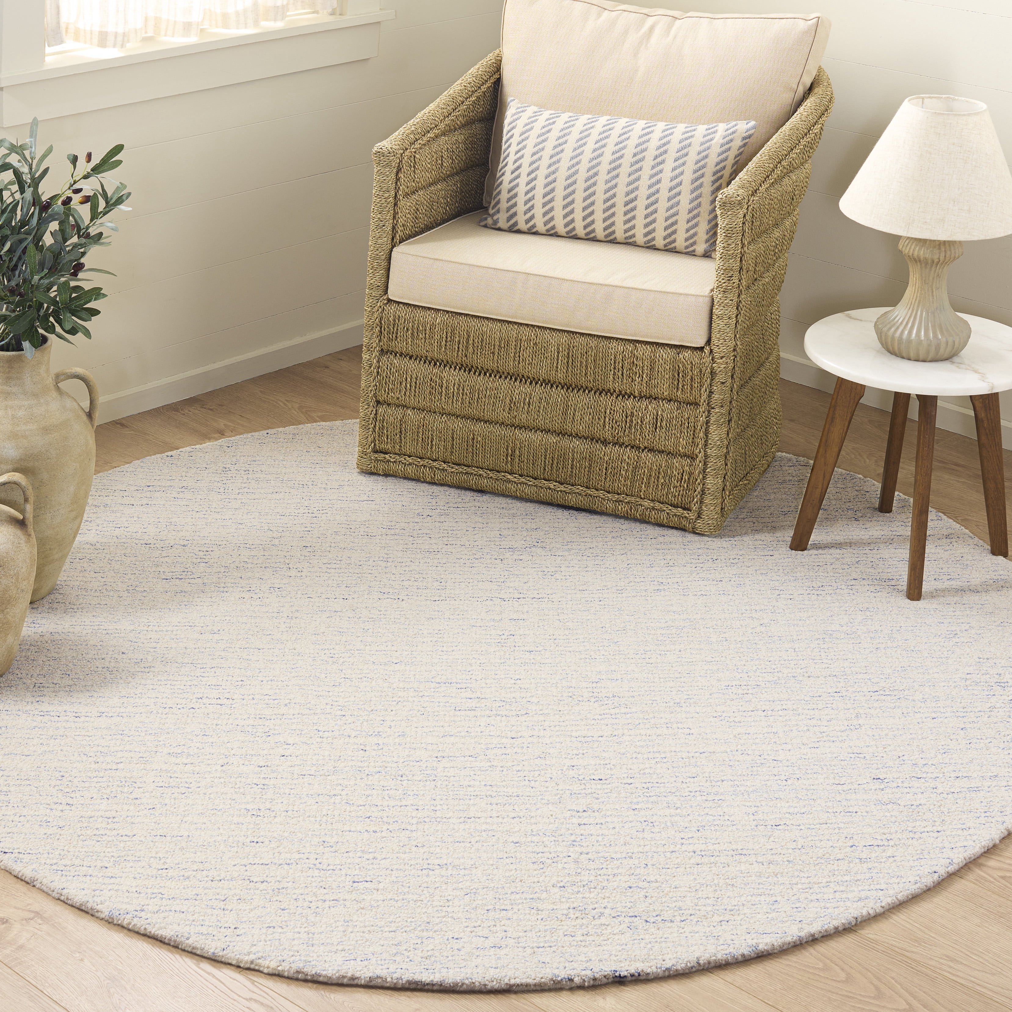 SAFAVIEH Abstract Neeha Distressed Area Rug, Ivory, 6' x 6' Round