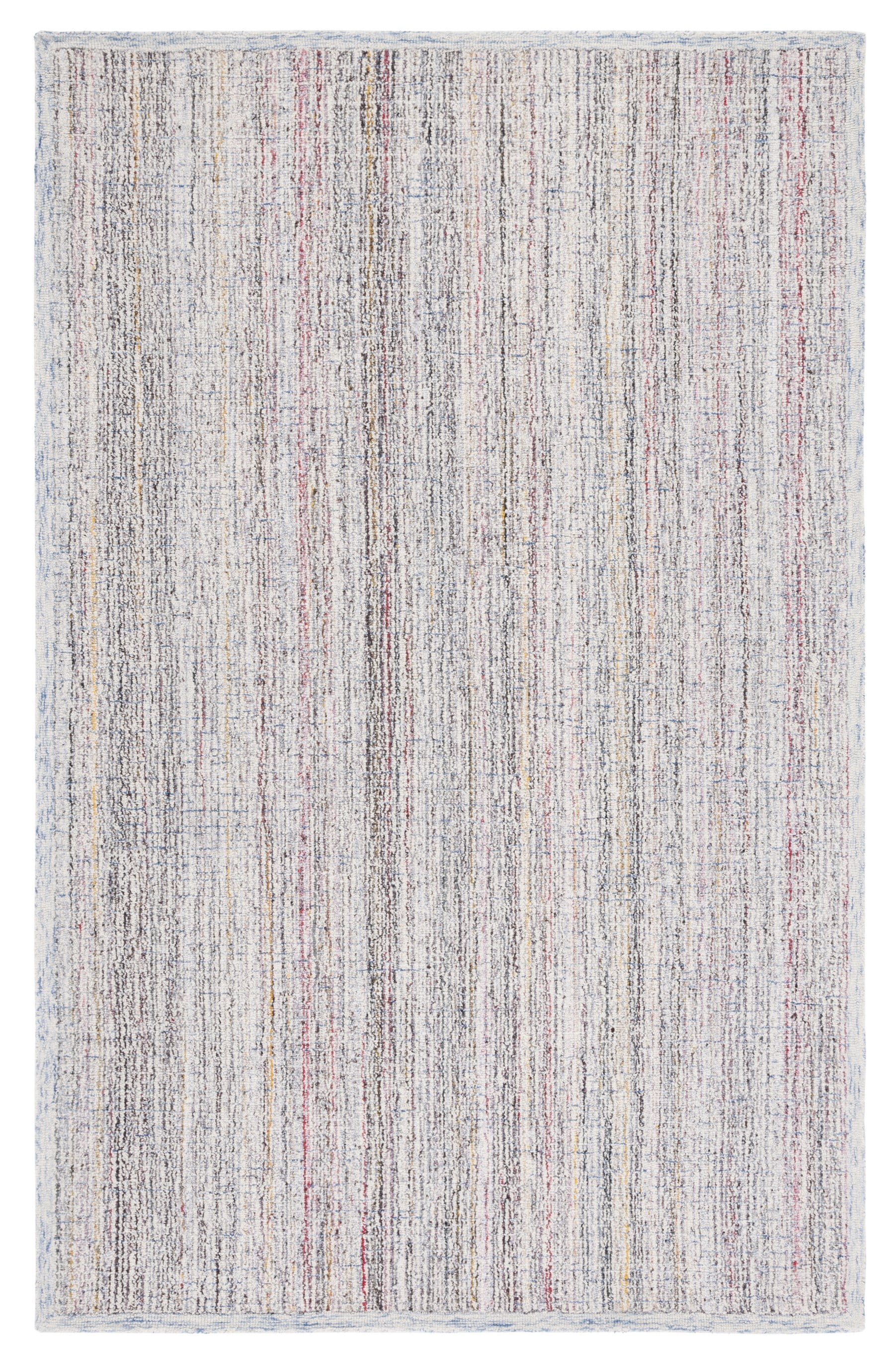 Handmade Red and Ivory Abstract Wool Area Rug, 4' x 6'