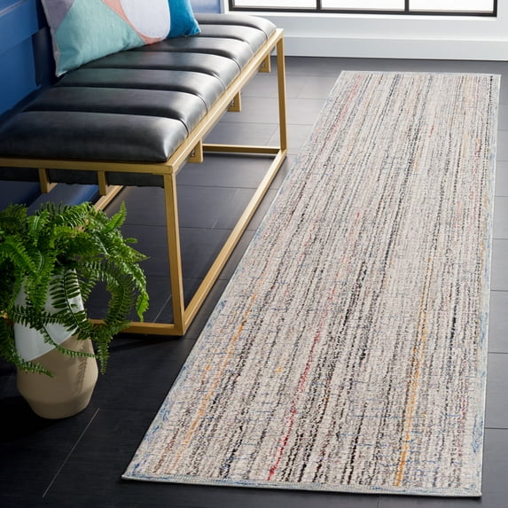 SAFAVIEH Abstract Noah Striped Runner Rug, Red/Ivory, 2'3" x 8'