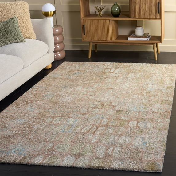 SAFAVIEH Abstract Normand Abstract Area Rug, Light Green/Blush, 5' x 8'