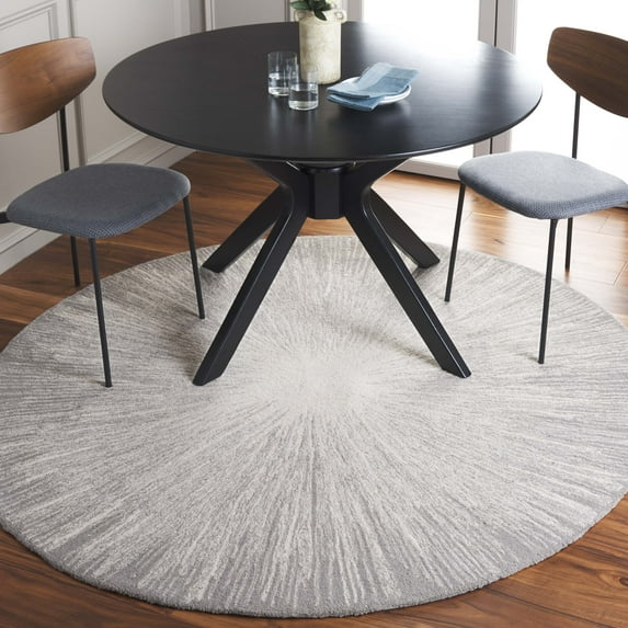 SAFAVIEH Abstract Olivera Radiate Area Rug, Ivory/Silver, 6' x 6' Round