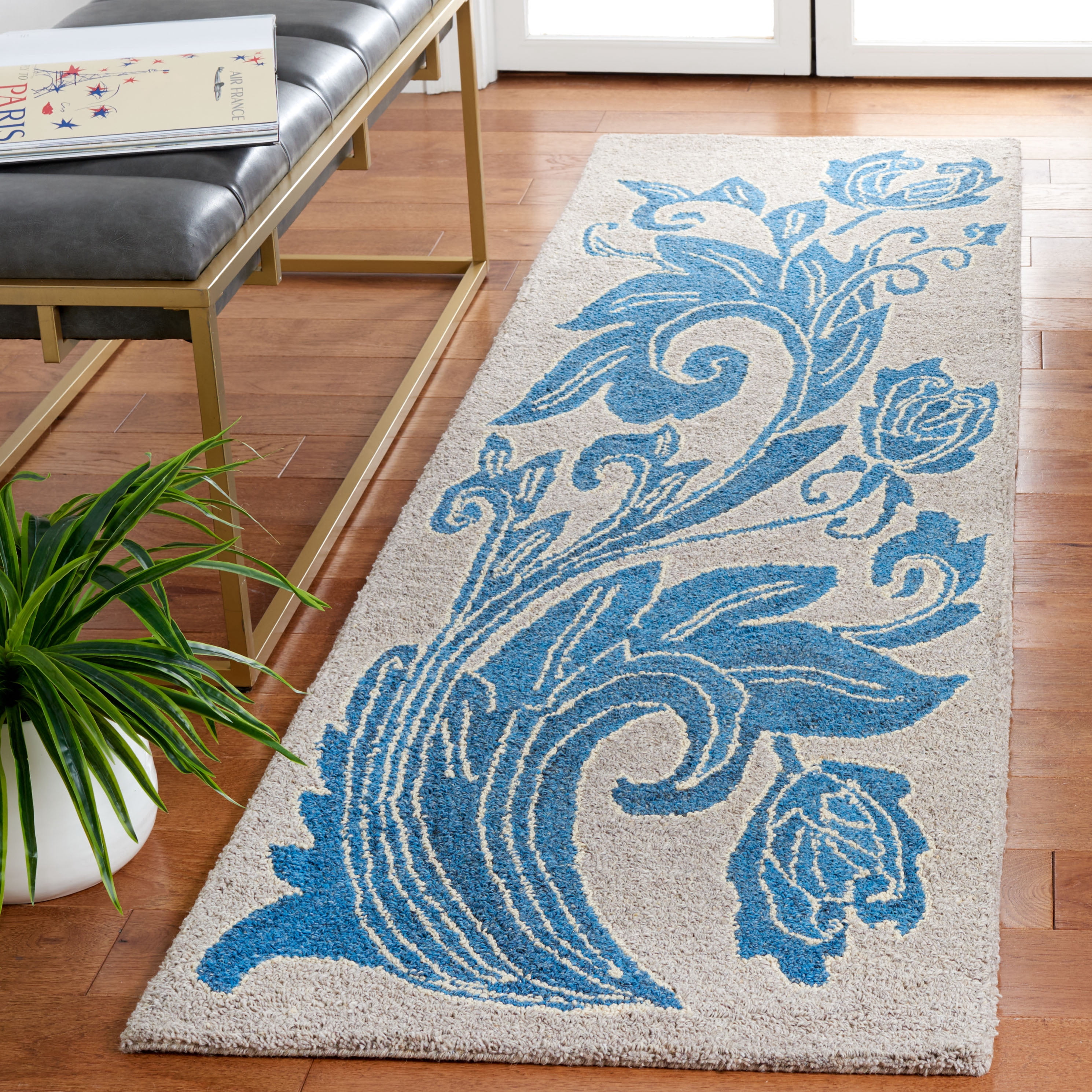 SAFAVIEH Abstract Parker Floral Runner Rug, Beige/Blue, 2'3" x 8'