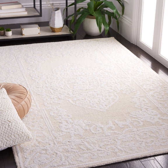 SAFAVIEH Abstract Patrick Oriental Area Rug, Ivory/Beige, 6' x 6' Square