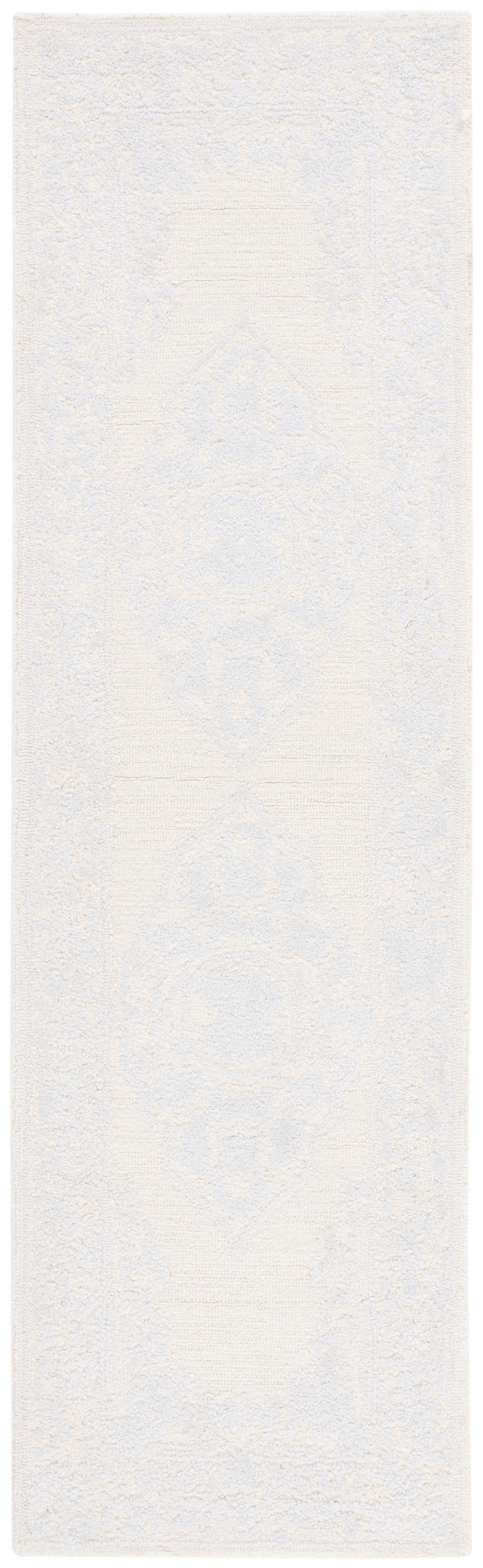 Ivory and Beige Wool Abstract Runner Rug, 2'3" x 8'