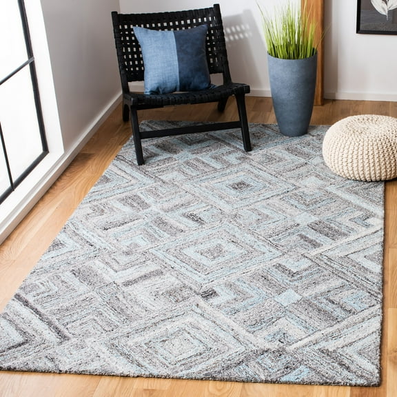 SAFAVIEH Abstract Paxton Geometric Area Rug, Gray/Turquoise, 9' x 12'