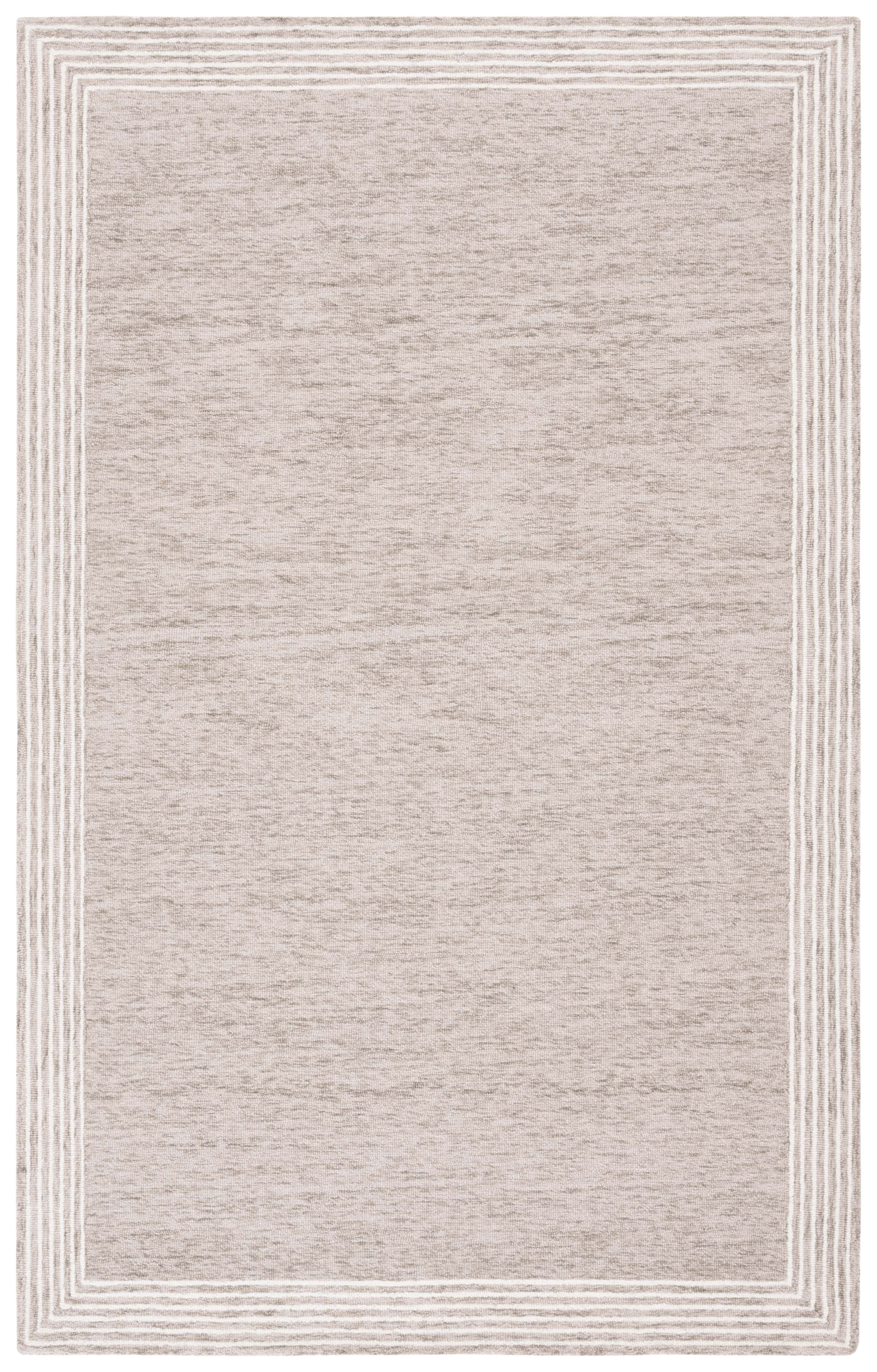 Handmade Beige and Ivory Wool Tufted Rectangular Rug, 3' x 5'