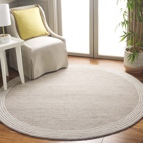 SAFAVIEH Abstract Payton Geometric Area Rug, Beige/Ivory, 6' x 6' Round