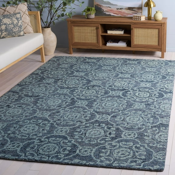 SAFAVIEH Abstract Permelia Geometric Wool Area Rug, Blue, 5' x 8'