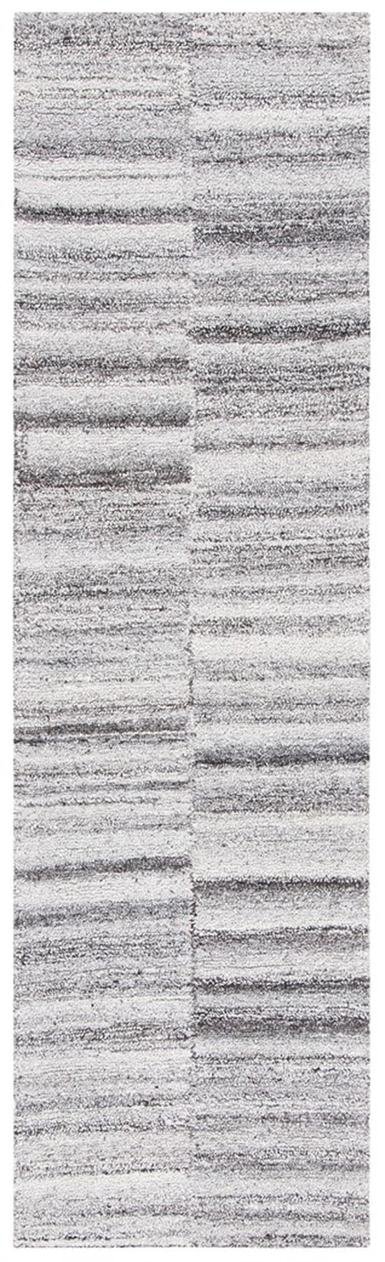 Gray Abstract Handmade Wool Runner Rug