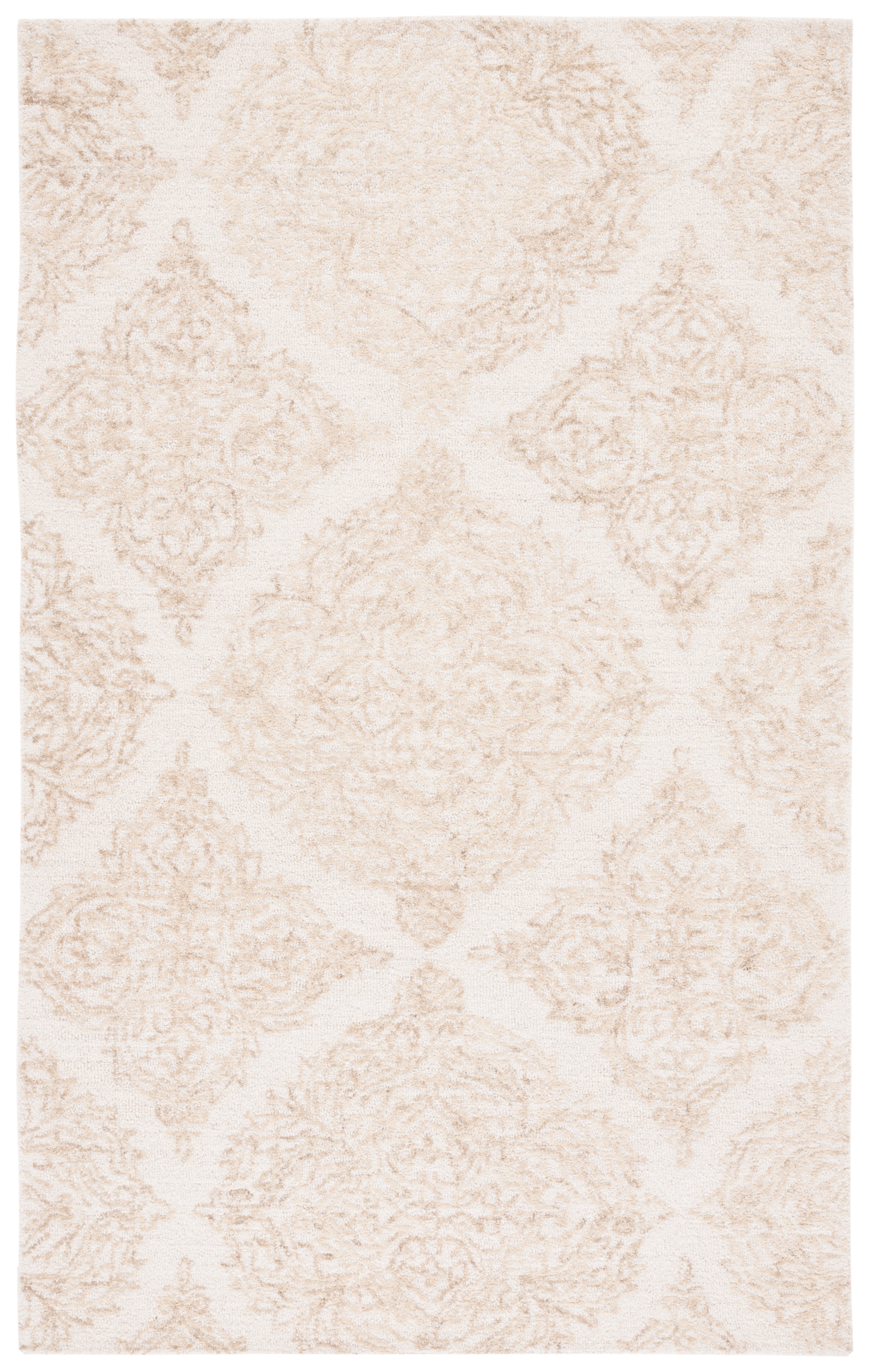 Ivory Abstract Hand-Tufted Wool Rectangular Rug 6' x 9'