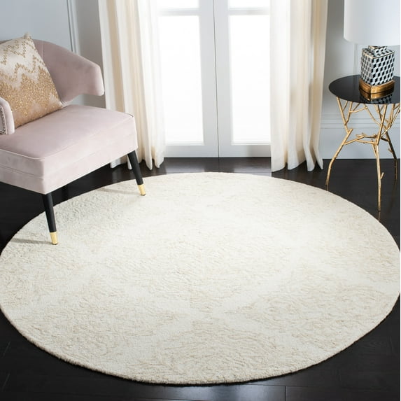 SAFAVIEH Abstract Rachelle Trellis Wool Area Rug, Ivory/Beige, 6' x 6' Round