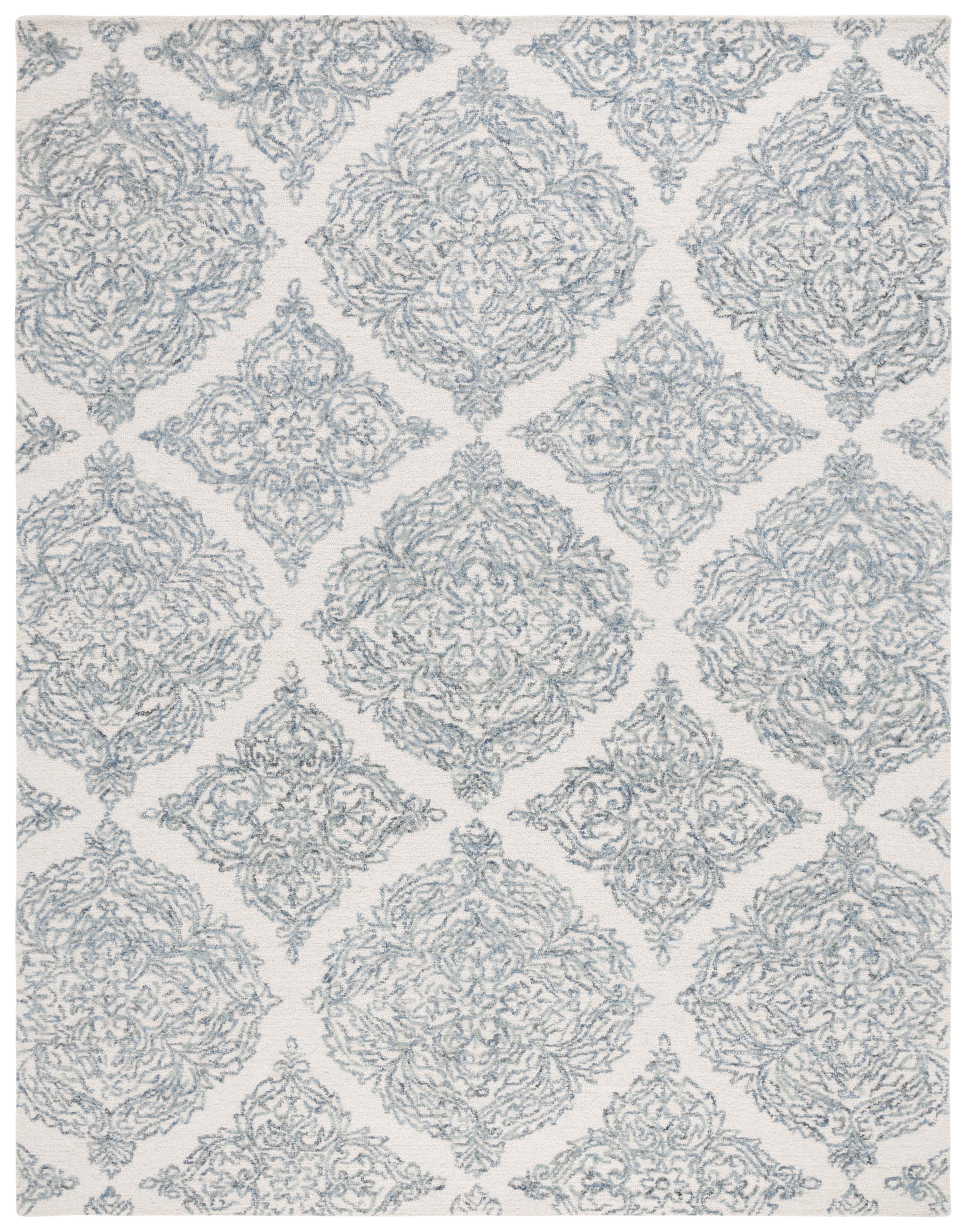 SAFAVIEH Abstract Rachelle Floral Wool Area Rug, Ivory/Blue, 10' x 14'