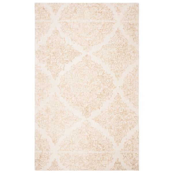 Ivory and Beige Hand-Tufted Wool Runner Rug, 96" x 27"