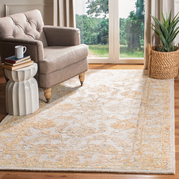SAFAVIEH Abstract Renae Floral Wool Area Rug, Beige/Gold, 5' x 8'