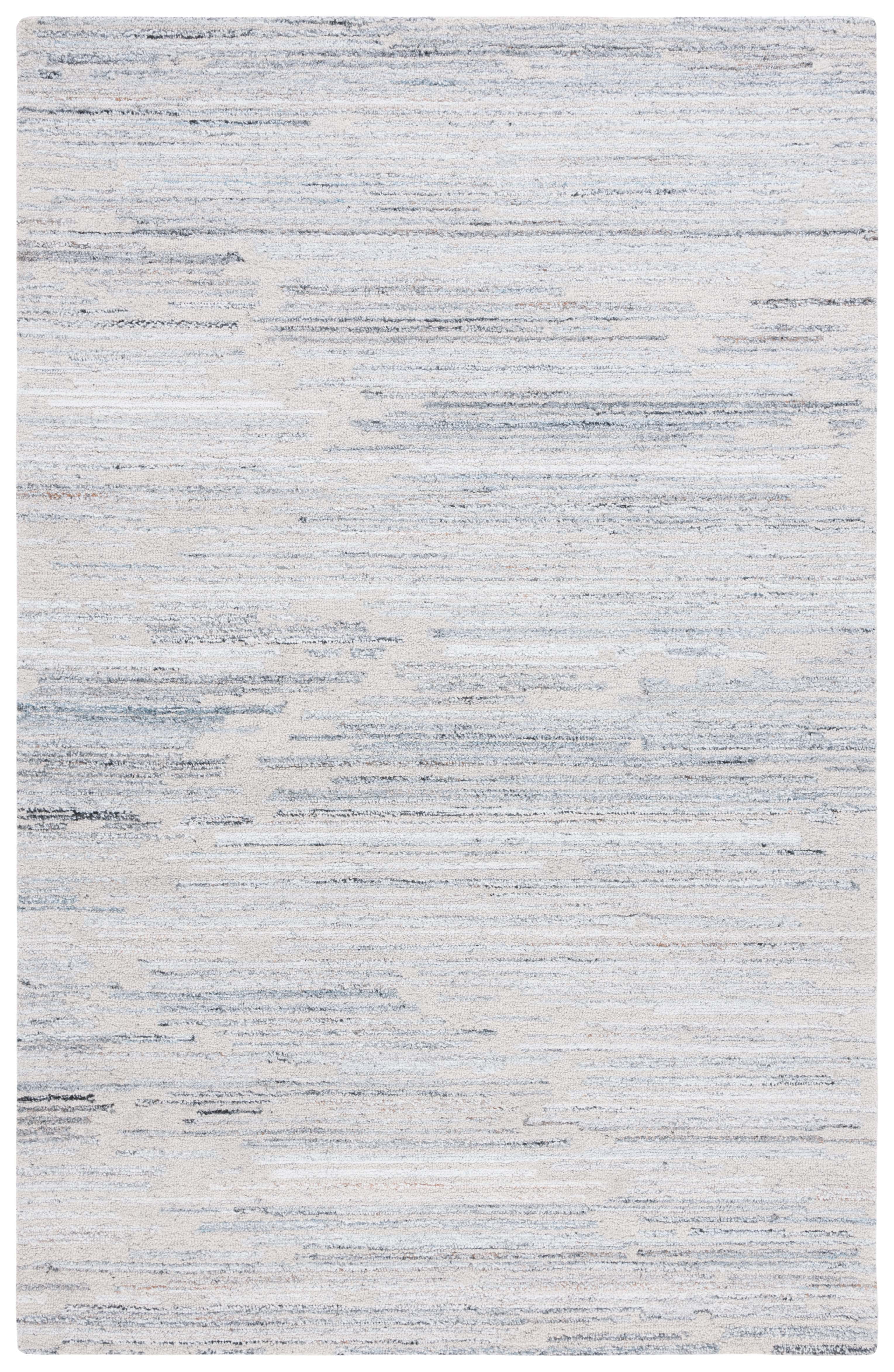Handmade Blue Abstract Wool Cotton Tufted Rug 3' x 5'