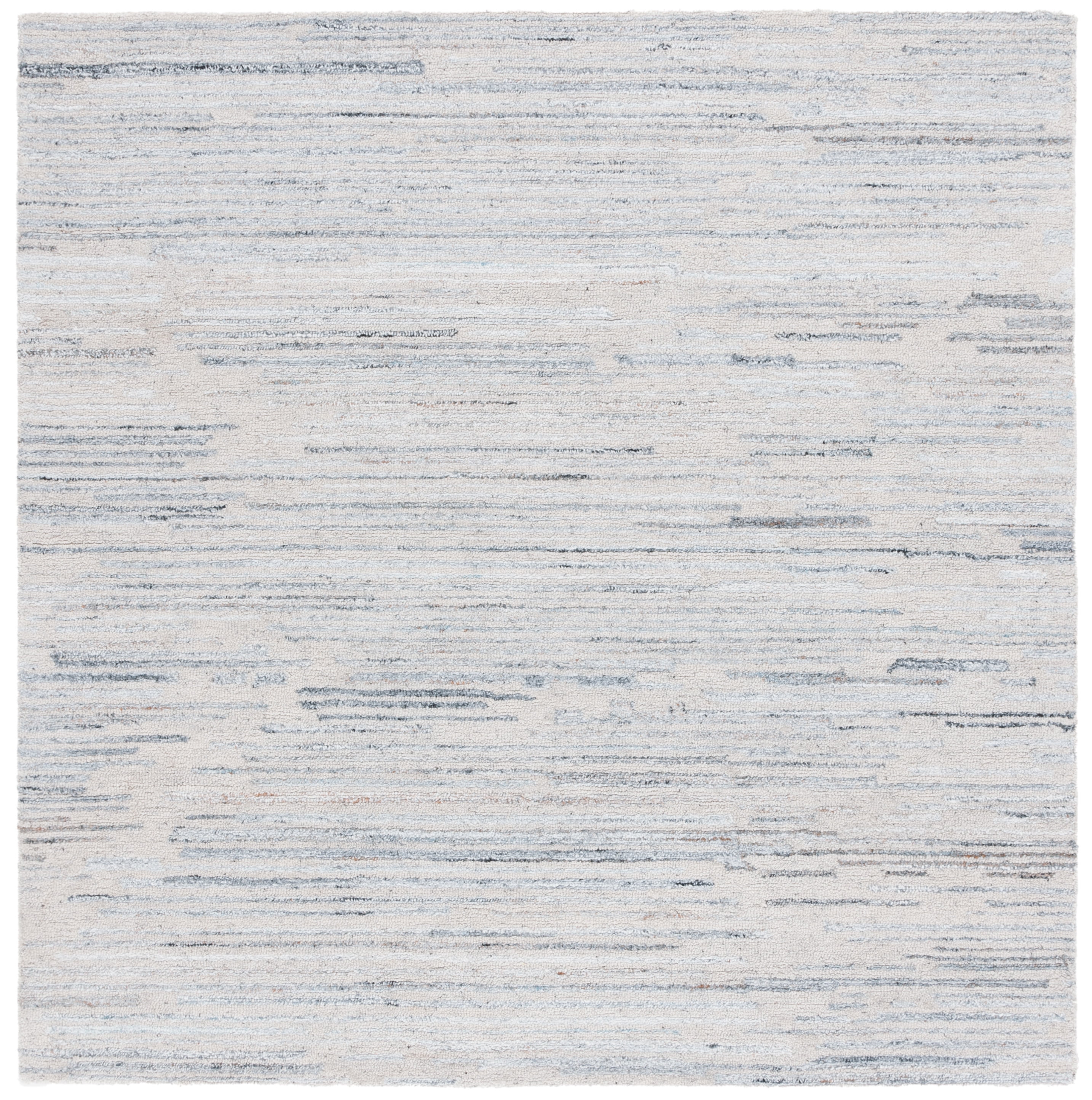 Handmade Blue and Beige Abstract Wool Area Rug, 6' x 6'