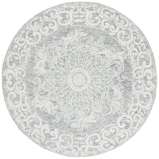SAFAVIEH Abstract Ruadhan Oriental Area Rug, Ivory/Light Grey, 6' x 6' Round