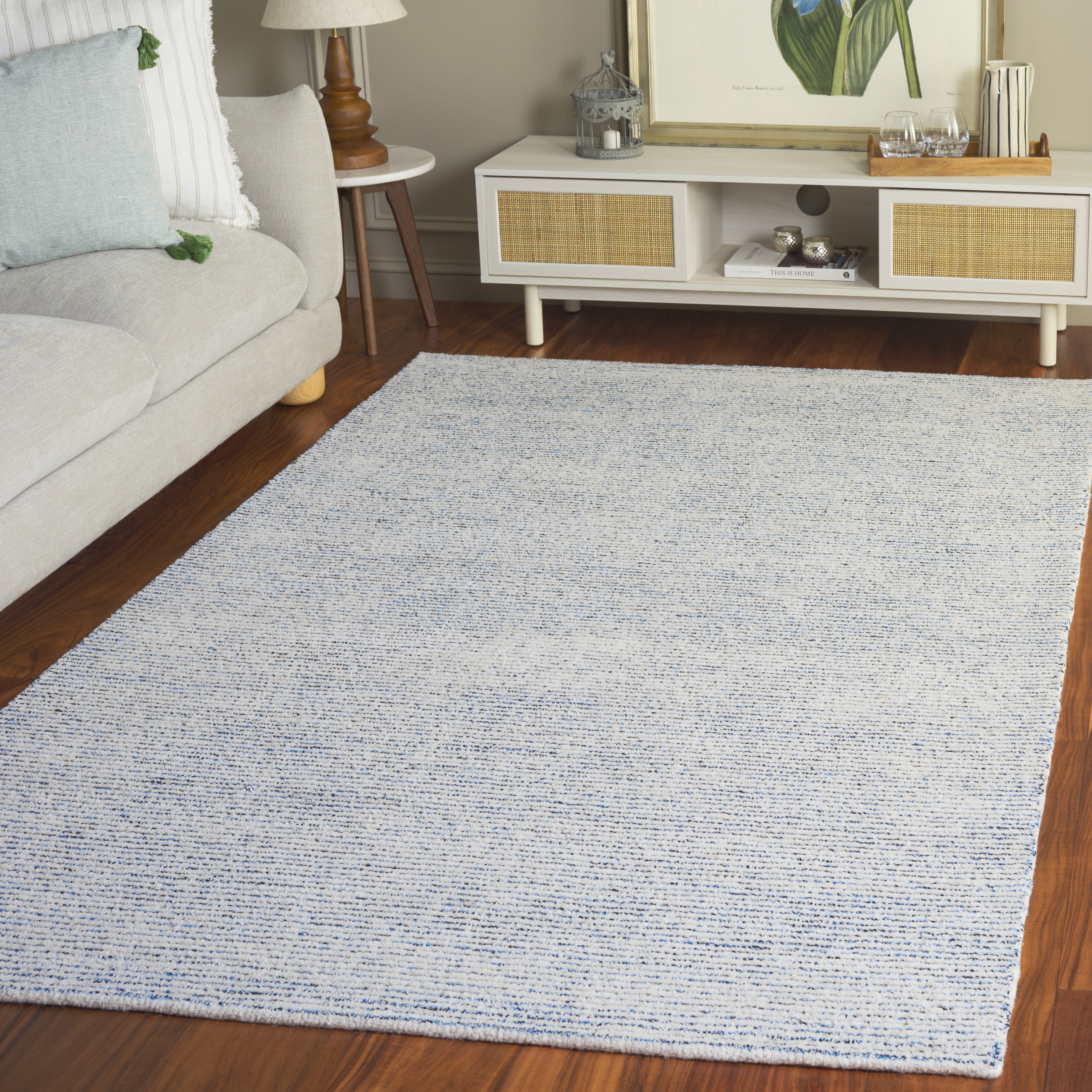 SAFAVIEH Abstract Rumen Solid Color Area Rug, Blue/Black, 5' x 8'