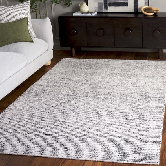 SAFAVIEH Abstract Rumen Solid Color Area Rug, Ivory/Black, 4' x 6'