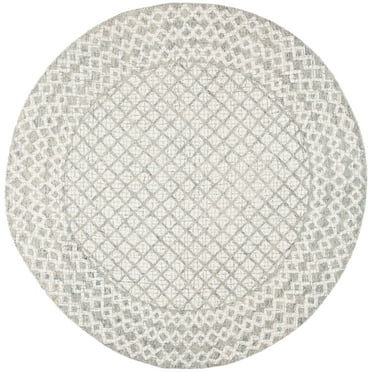 SAFAVIEH Abstract Ryder Abstract Wool Area Rug, Ivory/Grey, 4' x 4' Round