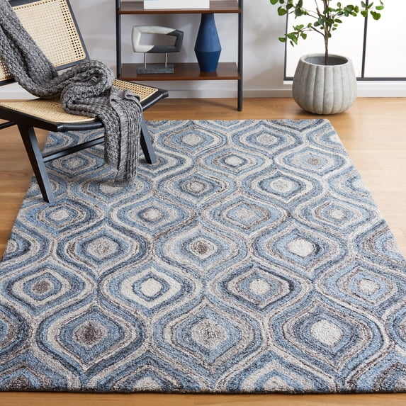 SAFAVIEH Abstract Salima Geometric Area Rug, Gray/Blue, 4' x 6'