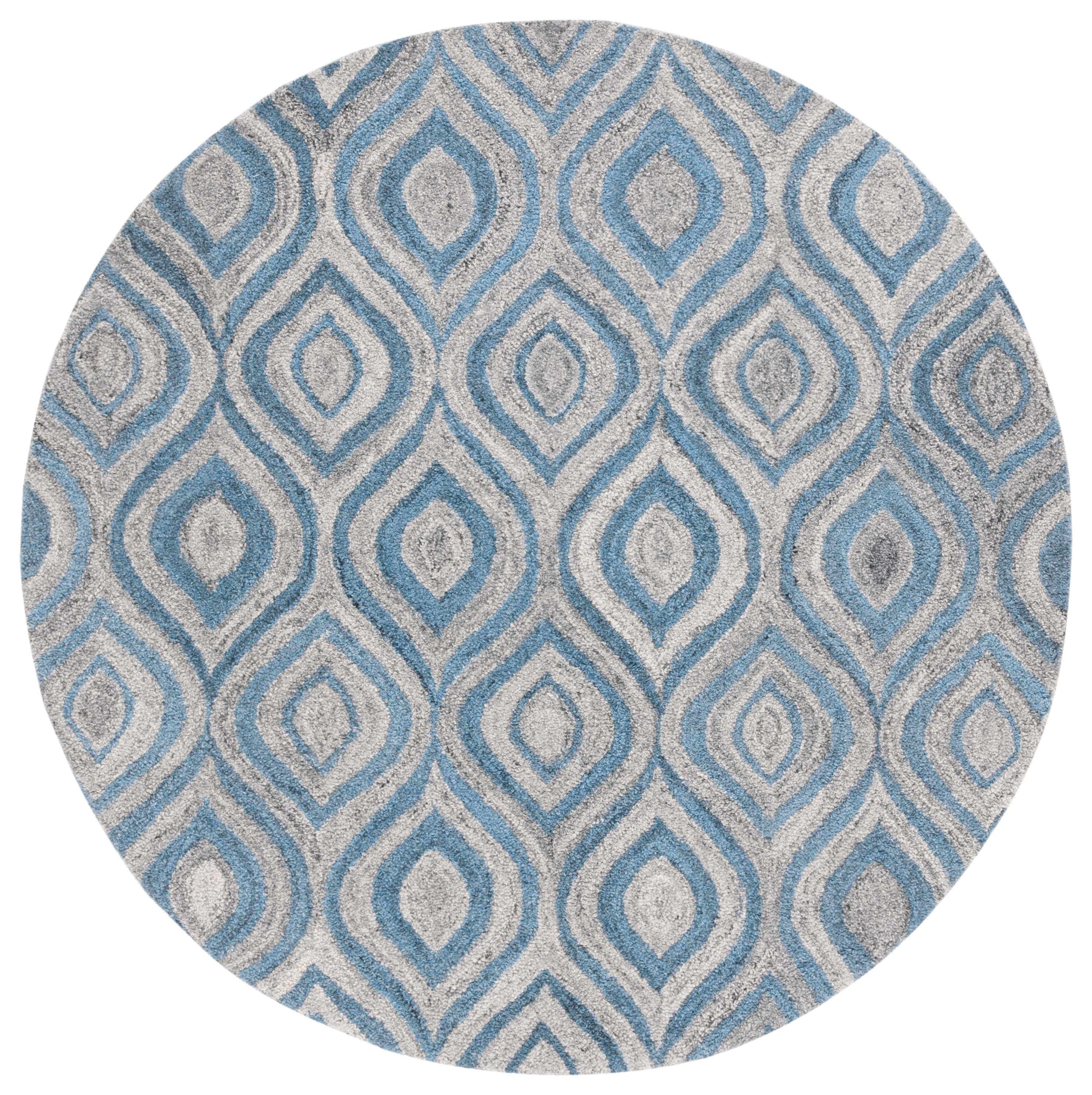 SAFAVIEH Abstract Salima Geometric Area Rug, Gray/Blue, 6' x 6' Round
