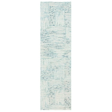 SAFAVIEH Abstract Salma Striped Geometric Runner Rug, Blue/Ivory, 2'3" x 8'