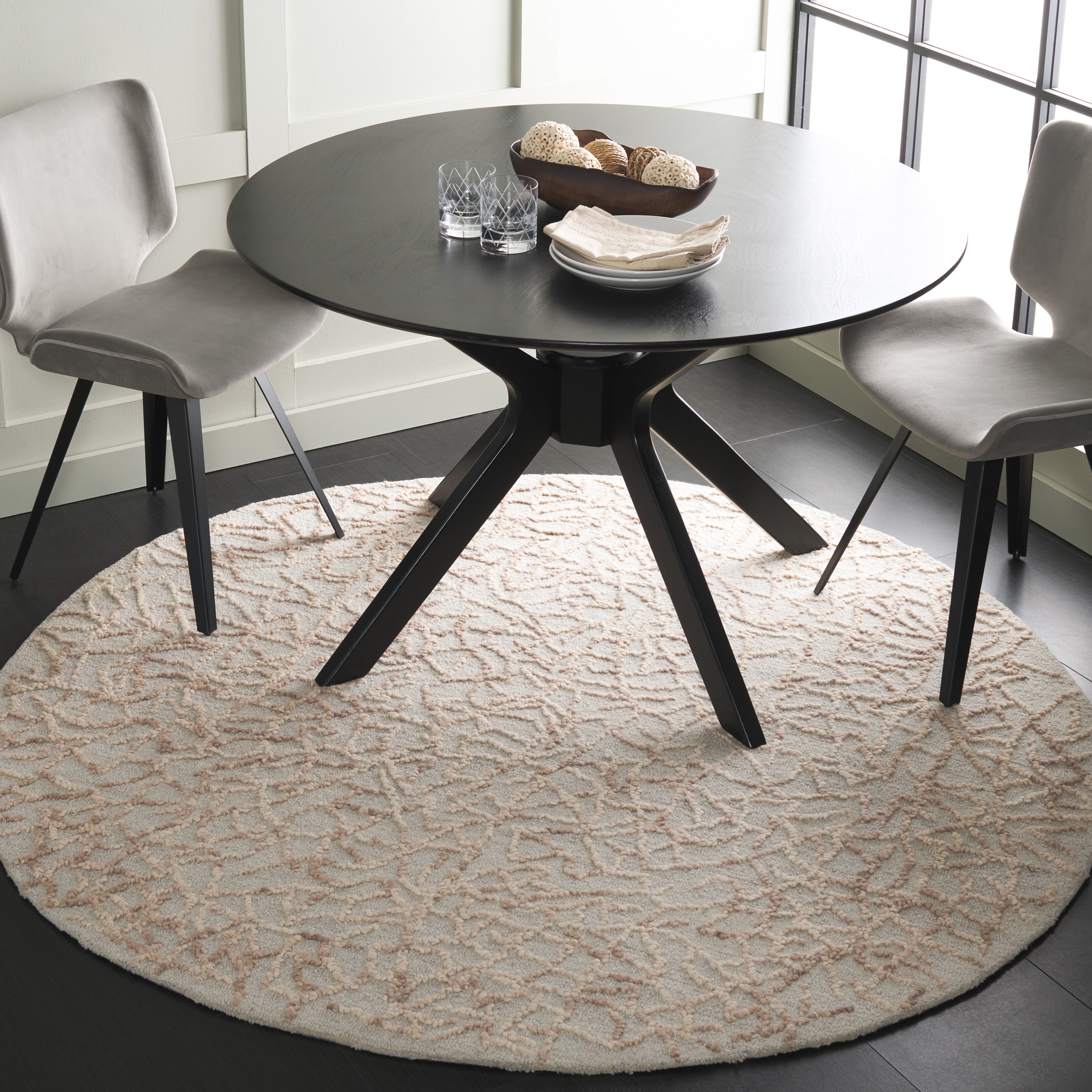 SAFAVIEH Abstract Santos Abstract Area Rug, Beige/Gray, 6' x 6' Round