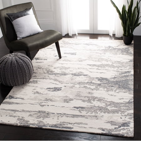 SAFAVIEH Abstract Seachlann Abstract Wool Area Rug, Charcoal/Ivory, 2'3" x 4'
