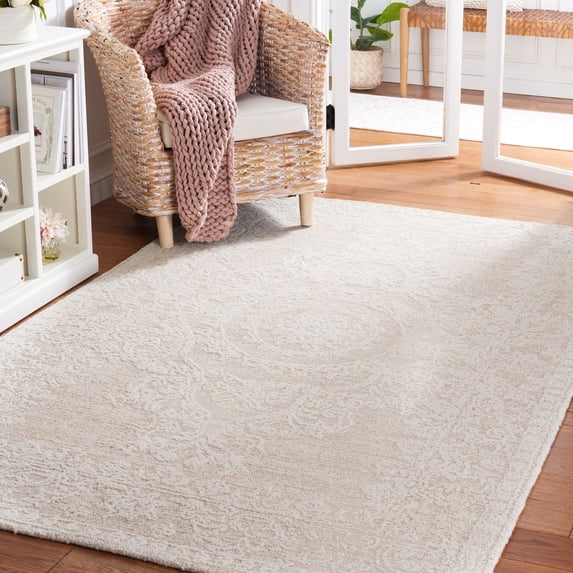 SAFAVIEH Abstract Sebastian Oriental Wool Area Rug, Ivory/Beige, 3' x 5'