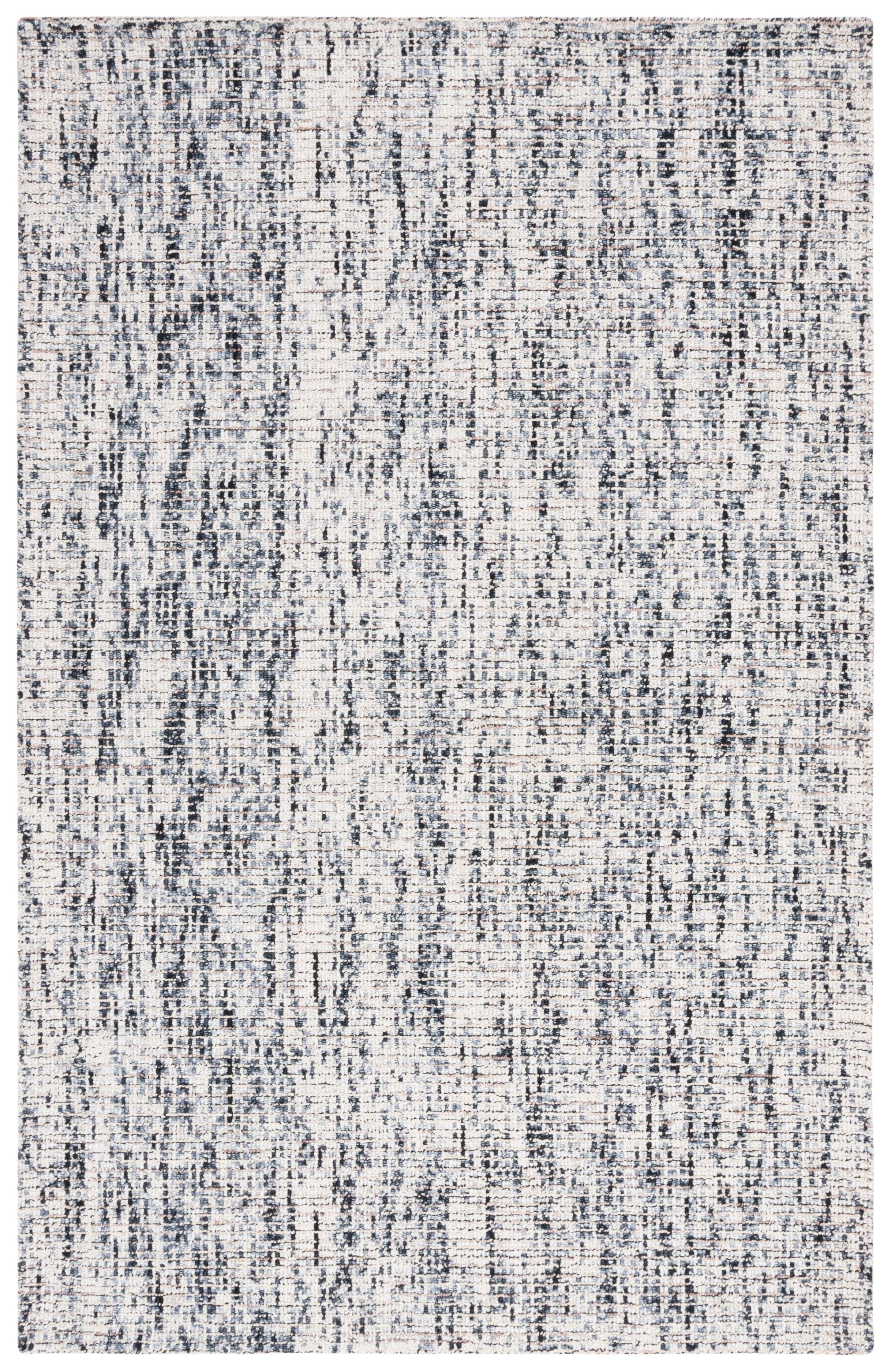 Handmade Black and Beige Abstract Wool Area Rug, 4' x 6'