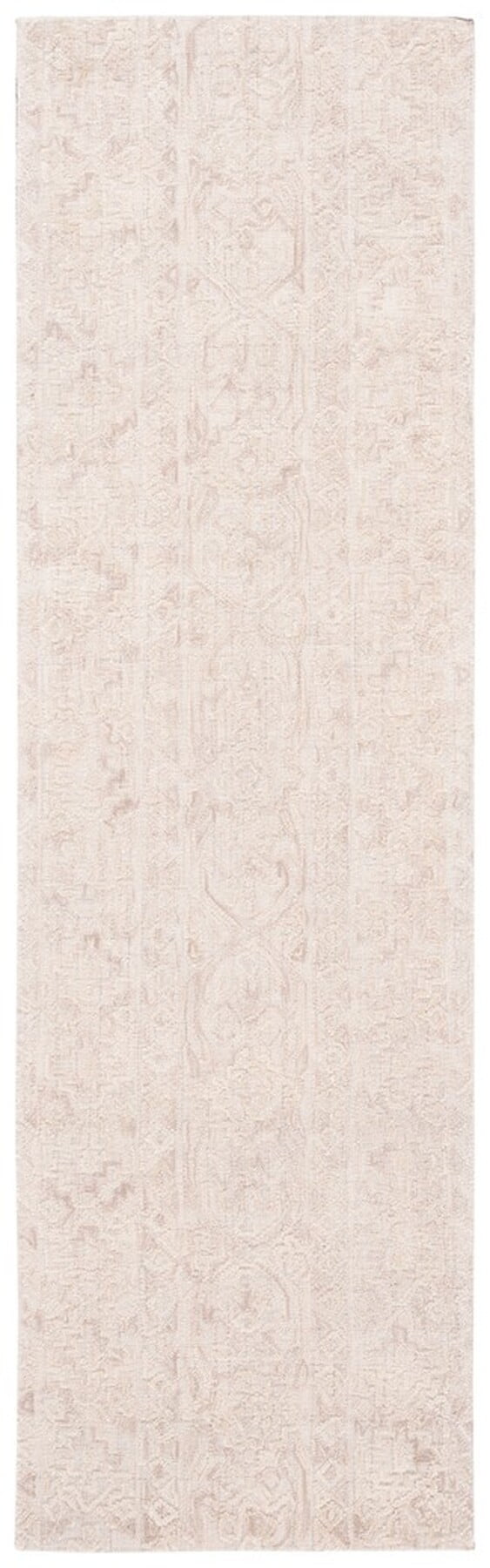 Beige and Light Brown Handmade Wool Abstract Runner Rug