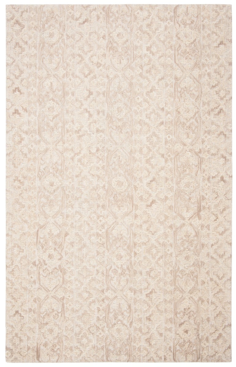 Serenity Beige and Light Brown Hand-Tufted Wool Abstract Square Rug - 6' x 6'