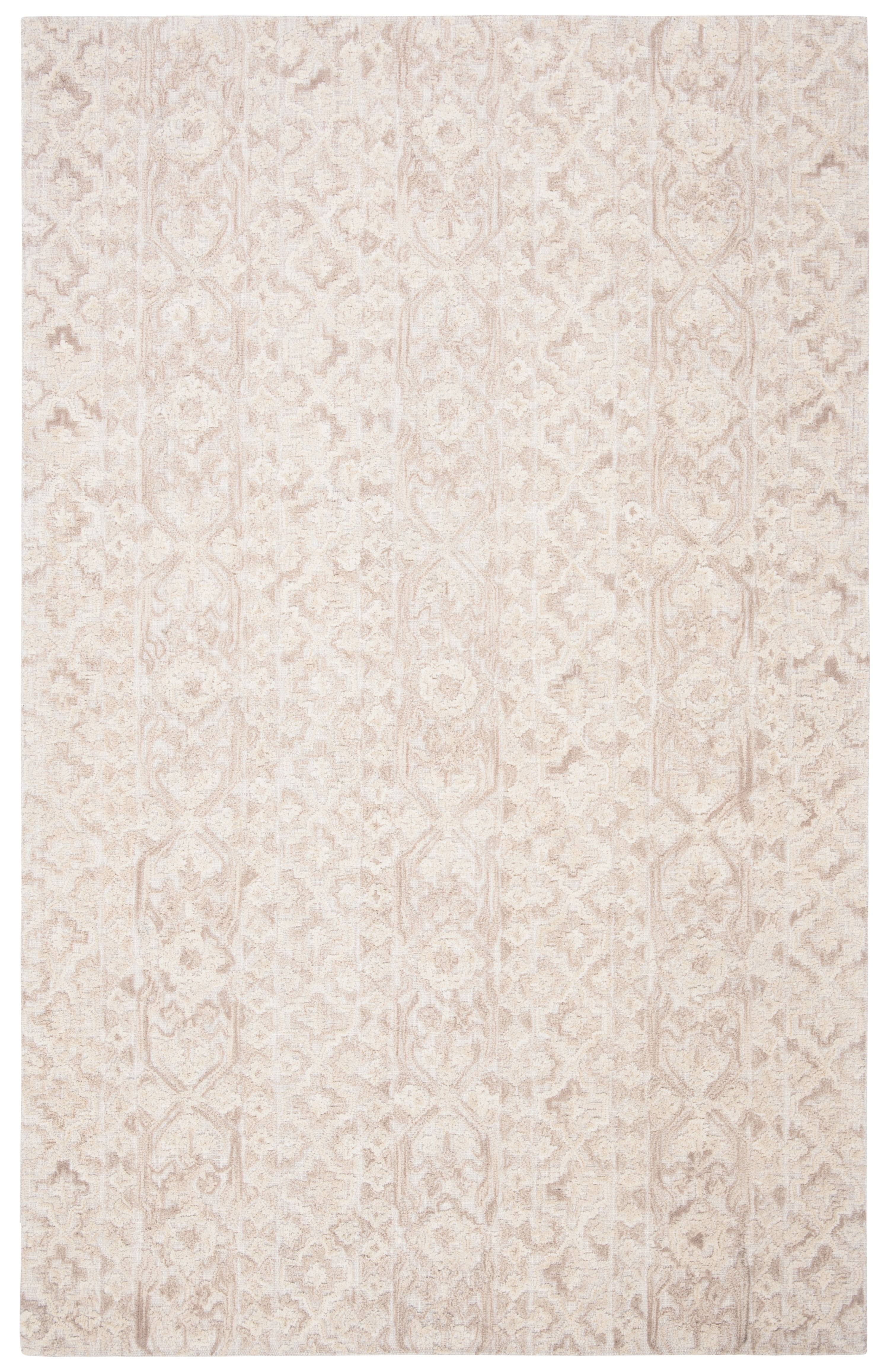 Handmade Abstract Tufted Wool Area Rug, 8' x 10', Beige and Light Brown