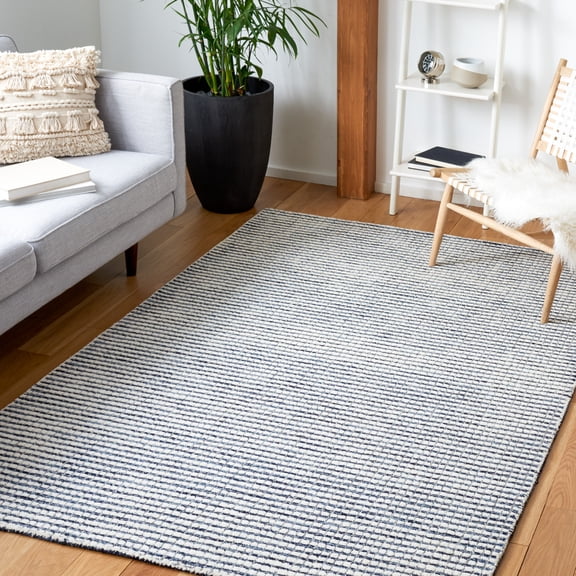 SAFAVIEH Abstract Stephanie Plaid Wool Area Rug, Blue/Ivory, 5' x 8'