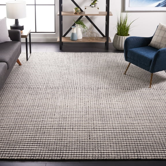 SAFAVIEH Abstract Stephanie Plaid Wool Area Rug, Gray/Ivory, 8' x 10'