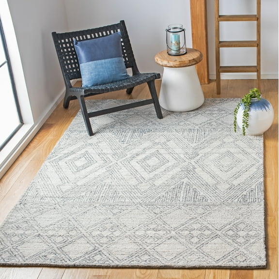 SAFAVIEH Abstract Tendrils Geometric Area Rug, Ivory/Grey, 6' x 6' Square